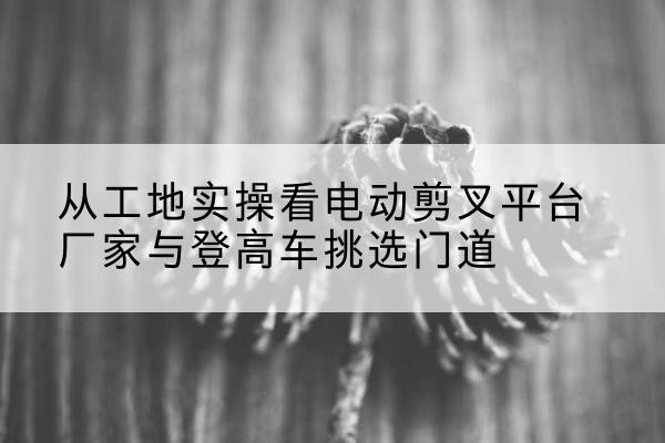 平原电动剪叉升降平台厂家-从工地实操看电动剪叉平台厂家与登高车挑选门道